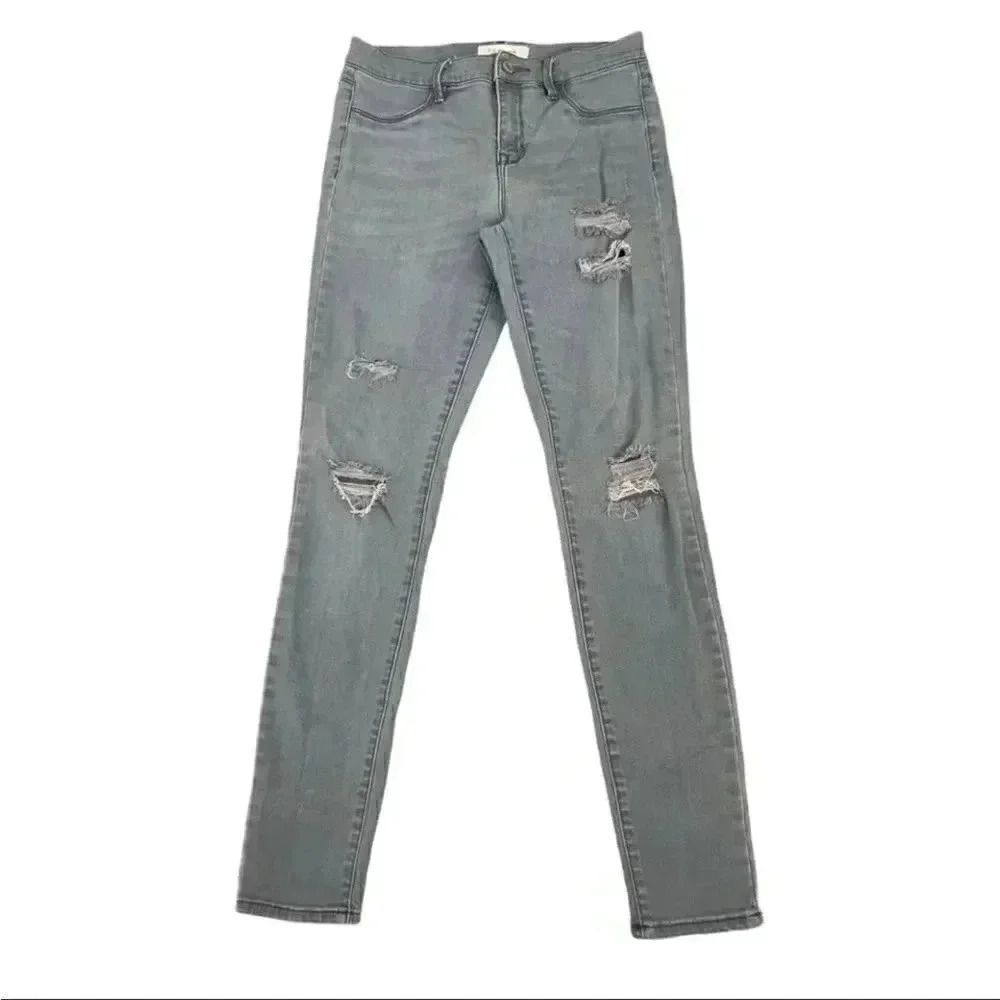 Pacsun Super Stretch Gray Distressed  Mid- Rise Womens Jeggings Sz 26
